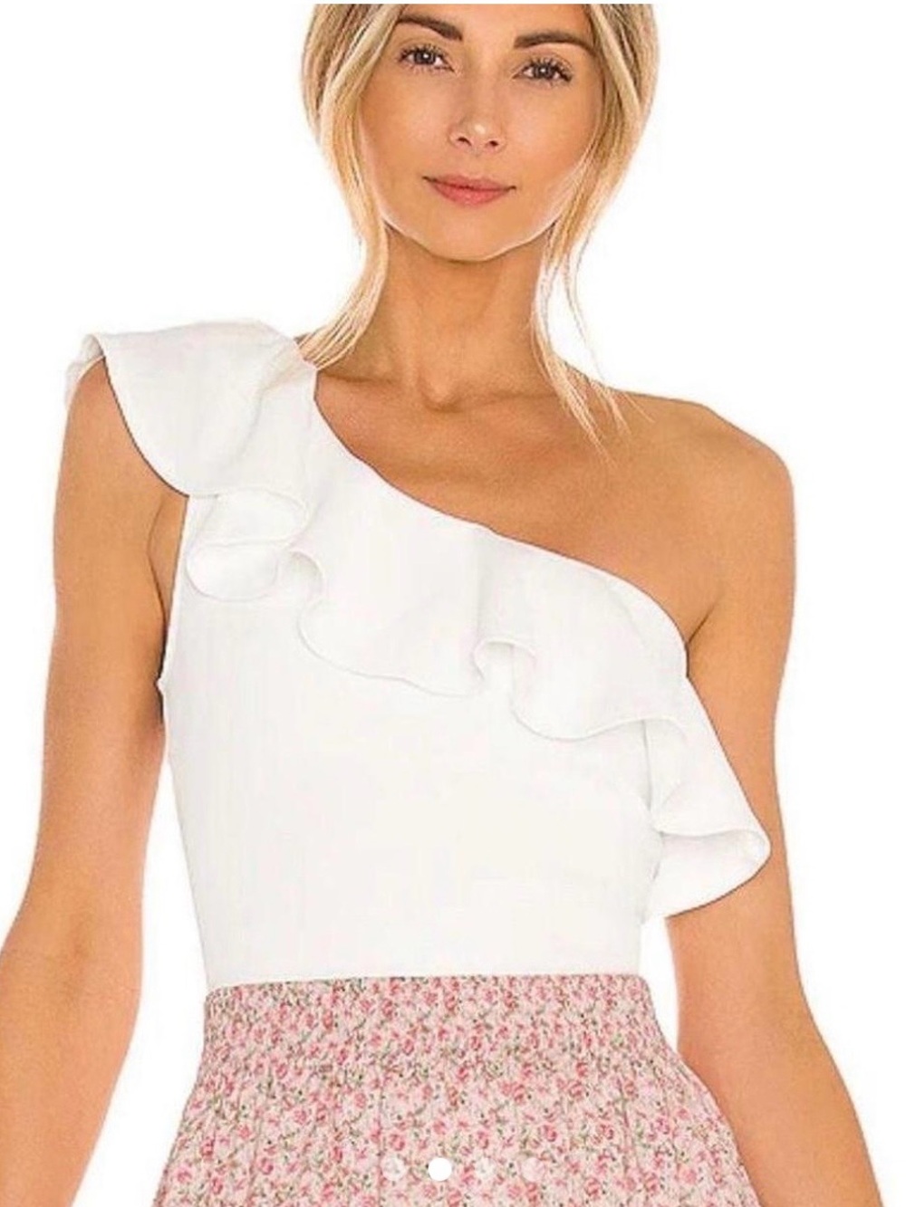 Show Me Your Mumu One-Shoulder Ruffle White bodysuit NWT XS